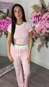 Avery Pink Contrast Trim Loungewear Set